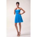 Grace Karin Strapless Sweetheart Ruffle Design Robe de demoiselle d&#39;honneur en mousseline de soie bleu CL6053